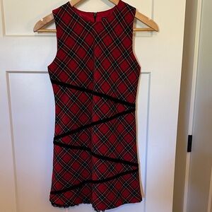 Childrens Place Girls Red Black Plaid Sleeveless Zip Up Dress Size 10